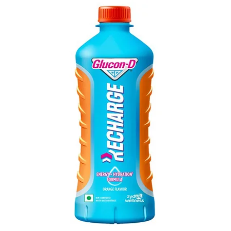 Glucon-D Recharge Energy+Hydration Orange Flavour Drink, 500 ml