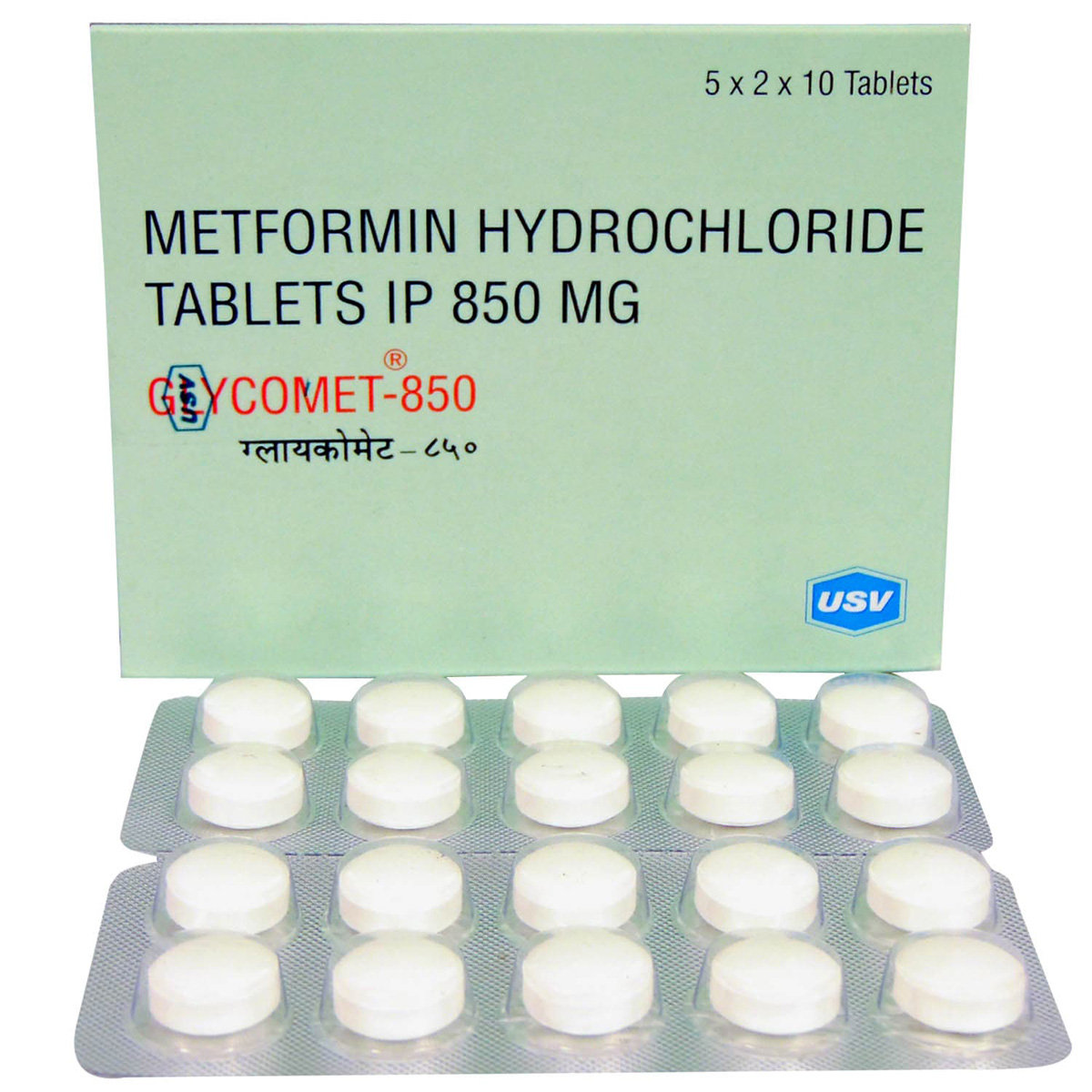 Glycomet 850 Tablet 10's, Pack of 10 TABLETS Glycomet 850 Tablet 10's, Pack of 10 TABLETS