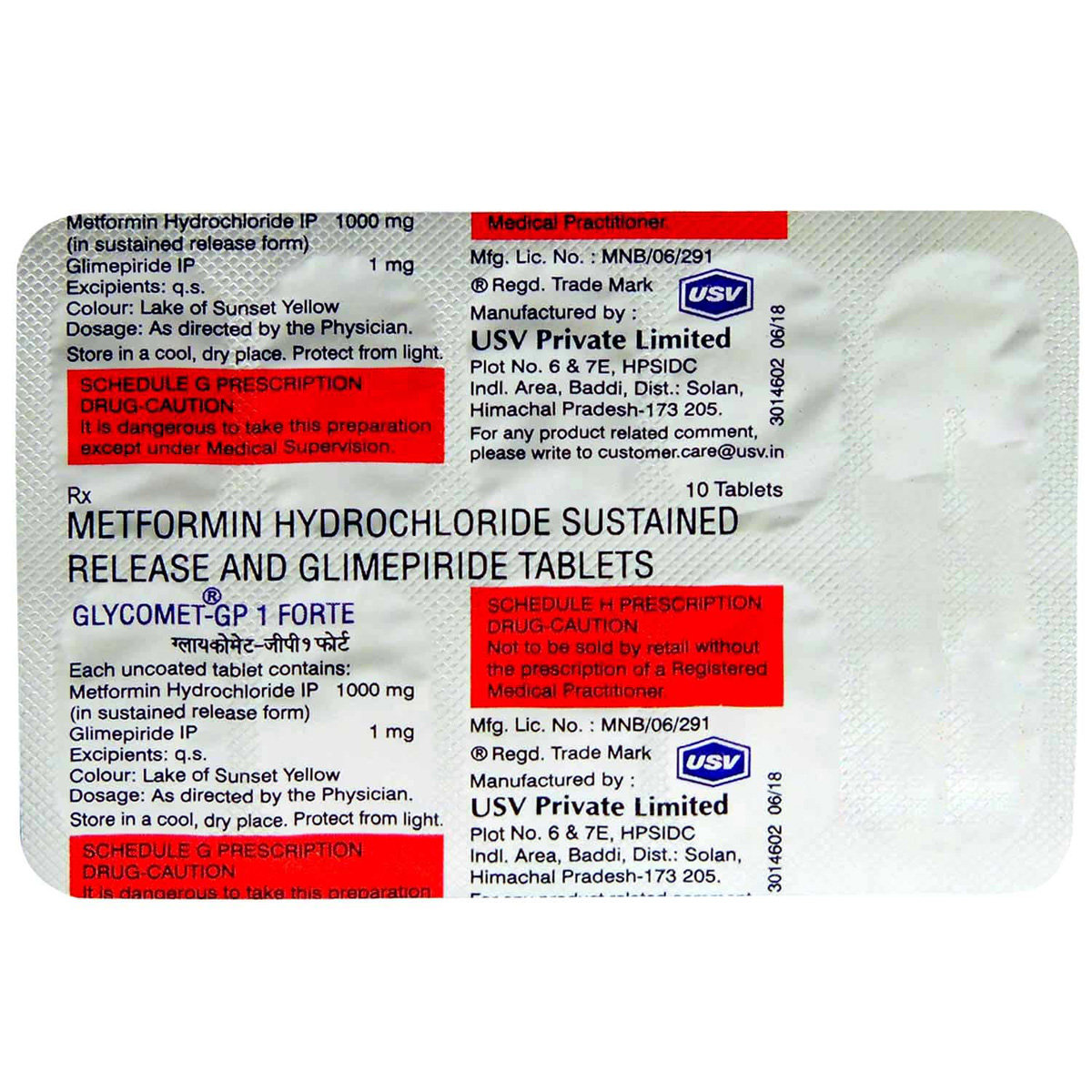 Glycomet GP 1 Forte Tablet 10's, Pack of 10 TABLETS Glycomet GP 1 Forte Tablet 10's, Pack of 10 TABLETS