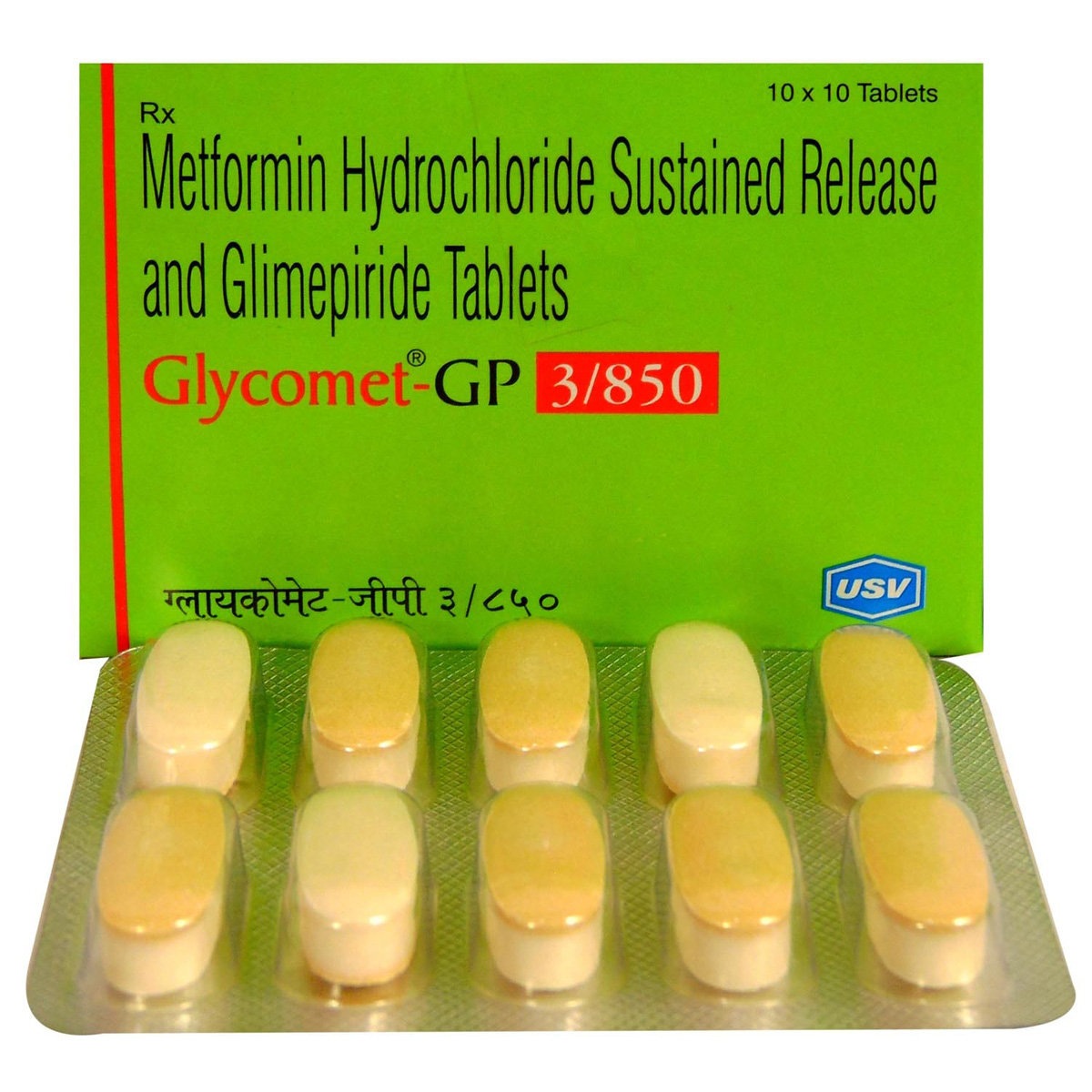 Glycomet GP 3/850 Tablet 10's, Pack of 10 TABLETS Glycomet GP 3/850 Tablet 10's, Pack of 10 TABLETS