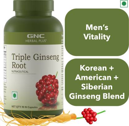 GNC Herbal Plus Triple Ginseng Root, 90 Capsules, Pack of 1 GNC Herbal Plus Triple Ginseng Root, 90 Capsules, Pack of 1