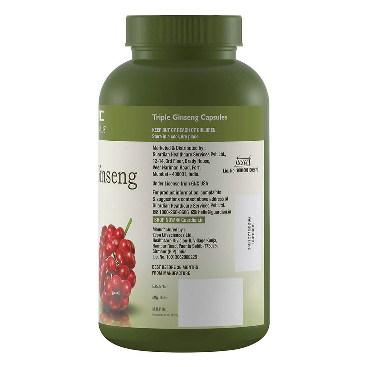 GNC Herbal Plus Triple Ginseng Root, 90 Capsules, Pack of 1 GNC Herbal Plus Triple Ginseng Root, 90 Capsules, Pack of 1