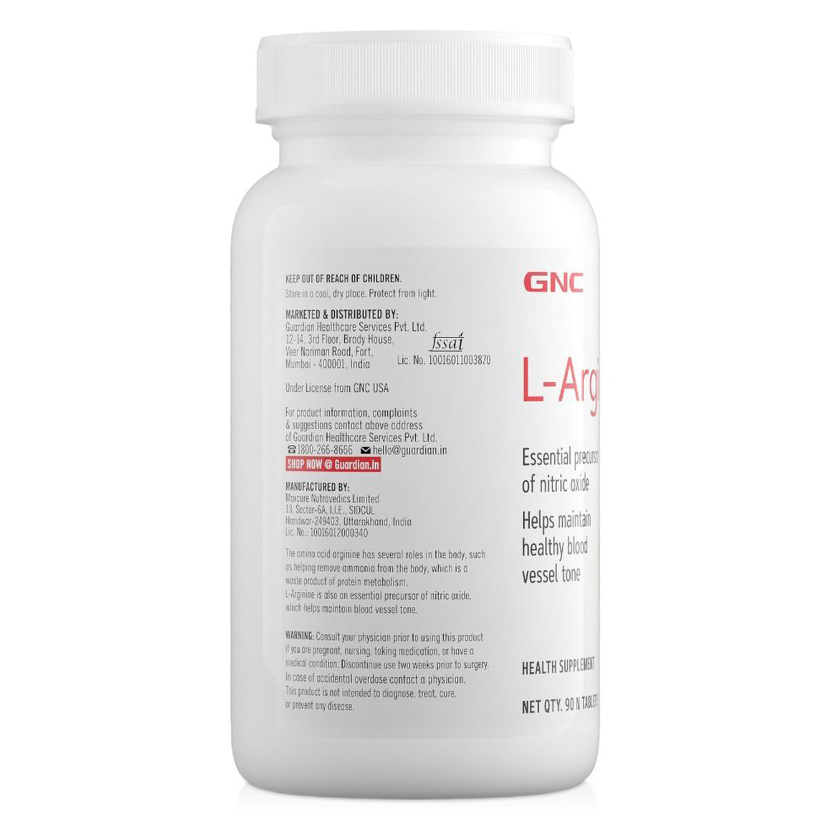 GNC L-Arginine 1000 mg, 90 Tablets, Pack of 1 GNC L-Arginine 1000 mg, 90 Tablets, Pack of 1