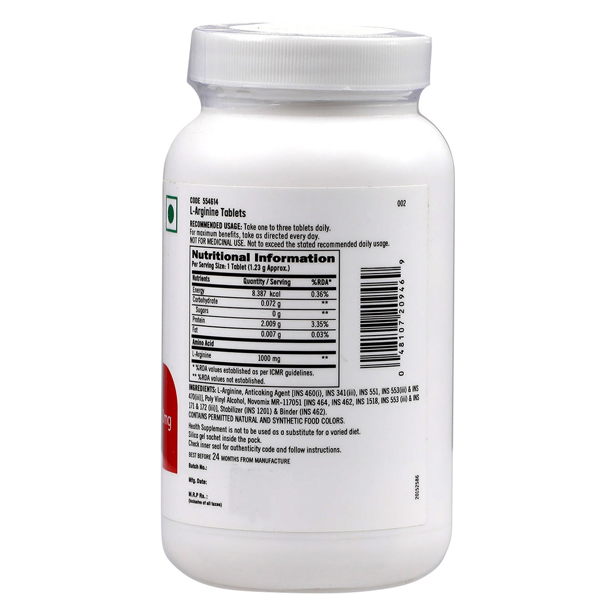 GNC L-Arginine 1000 mg, 90 Tablets, Pack of 1 GNC L-Arginine 1000 mg, 90 Tablets, Pack of 1