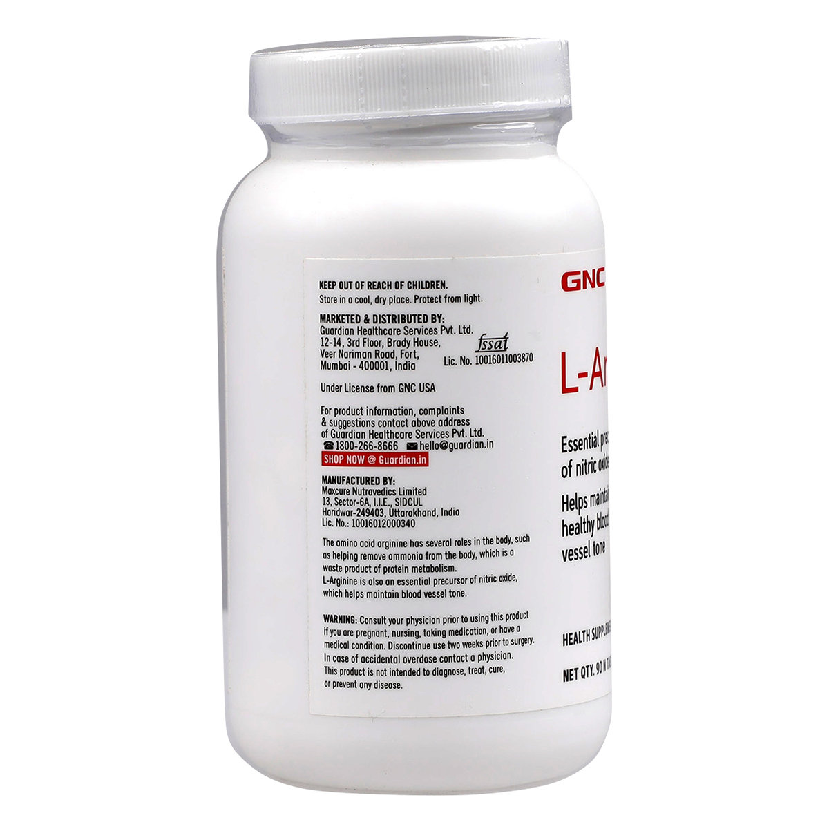 GNC L-Arginine 1000 mg, 90 Tablets, Pack of 1 GNC L-Arginine 1000 mg, 90 Tablets, Pack of 1