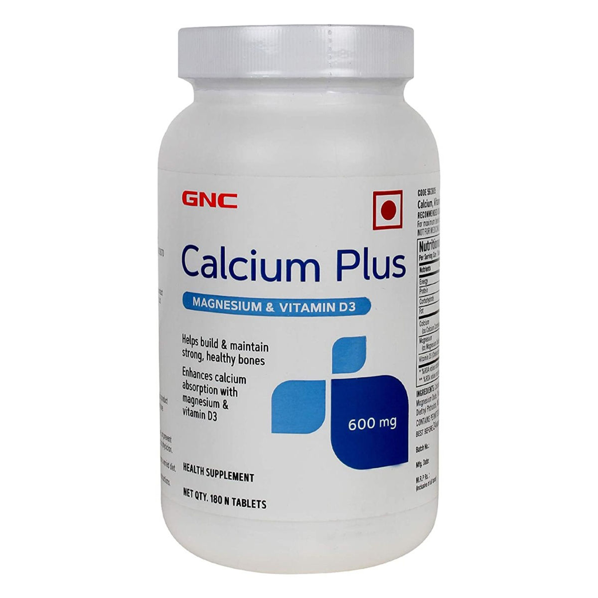Buy GNC Calcium Plus  600 mg with Magnesium & Vitamin D3, 180 Tablets Online