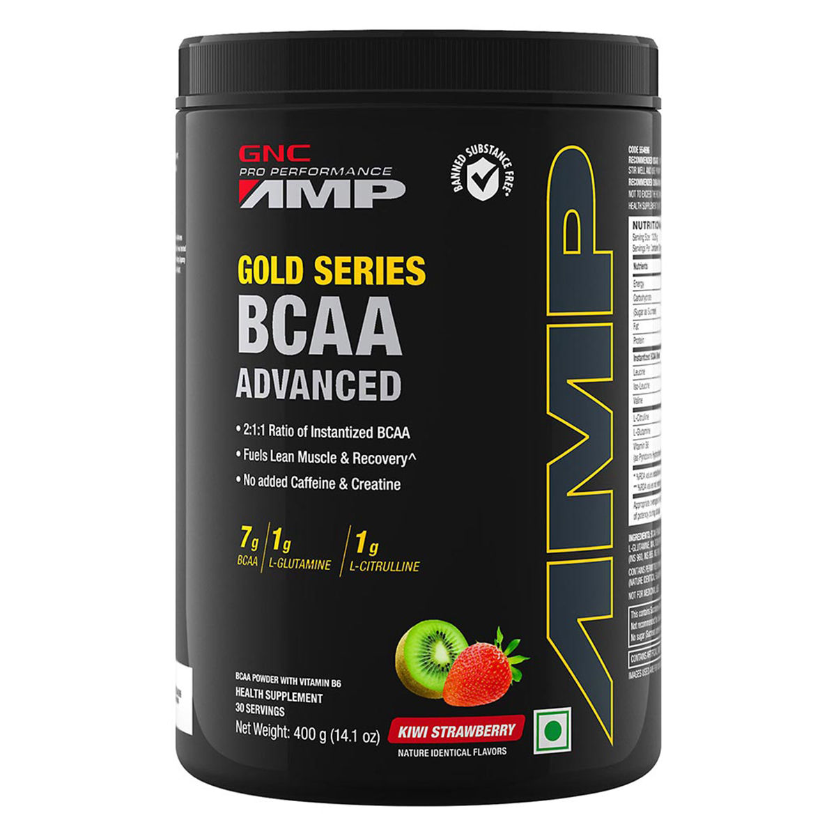 Buy GNC PRO Performance AMP Gold Series BCAA Advanced Kiwi Strawberry Flavour Powder, 400 gm Online