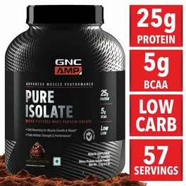 GNC AMP Pure Isolate Whey Protein Chocolate Frosting Flavour Powder, 2 kg, Pack of 1