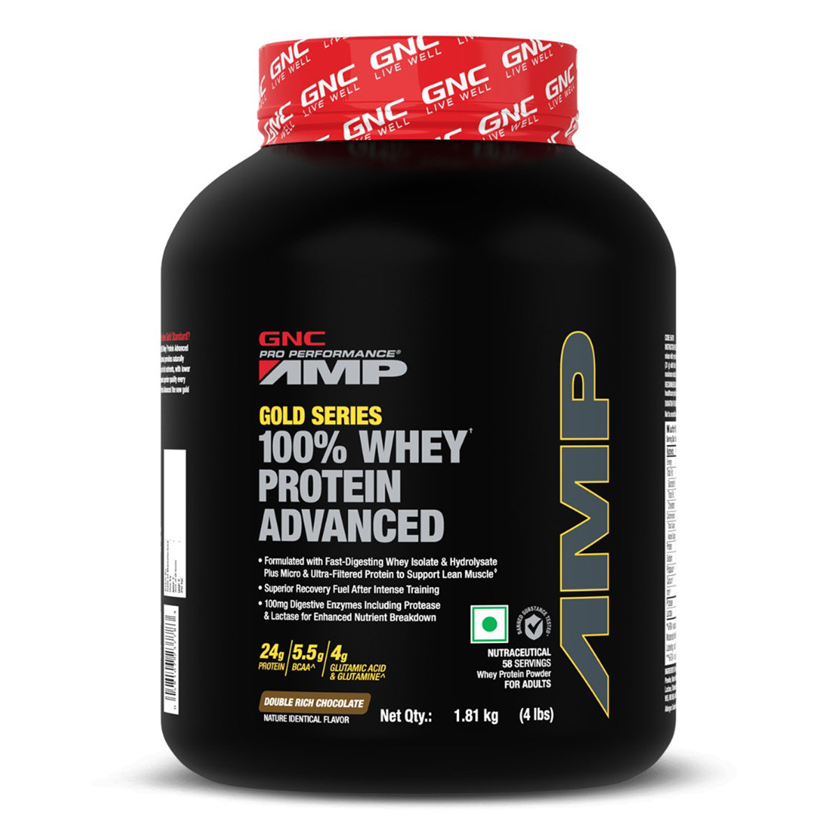 GNC AMP Gold Series 100% Whey Protein Advanced Double Rich Chocolate Flavour, 1.81 kg, Pack of 1 GNC AMP Gold Series 100% Whey Protein Advanced Double Rich Chocolate Flavour, 1.81 kg, Pack of 1