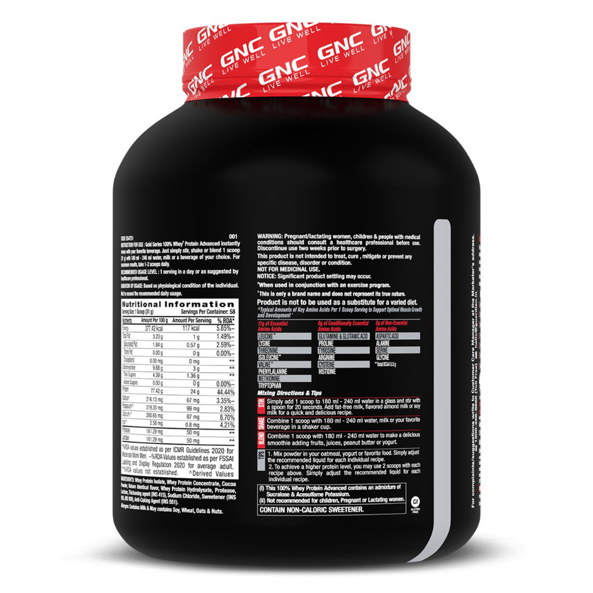 GNC AMP Gold Series 100% Whey Protein Advanced Double Rich Chocolate Flavour, 1.81 kg, Pack of 1 GNC AMP Gold Series 100% Whey Protein Advanced Double Rich Chocolate Flavour, 1.81 kg, Pack of 1