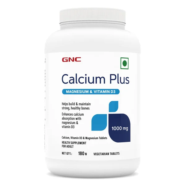 GNC Calcium Plus 1000 mg with Magnesium &amp; Vitamin D3, 180 Tablets, Pack of 1