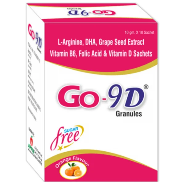Go-9D Sugar Free Orange Flavour Granules 10 gm, Pack of 1 GRANULES