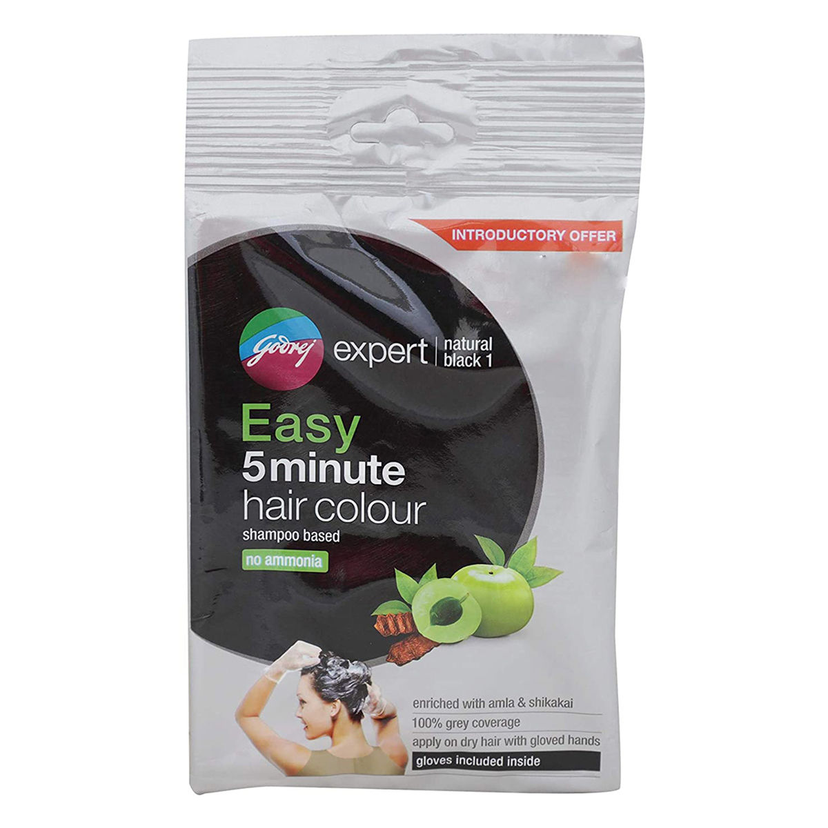 Buy Godrej Expert Shampoo Based Hair Colour Natural Black 1, 20 gm Online