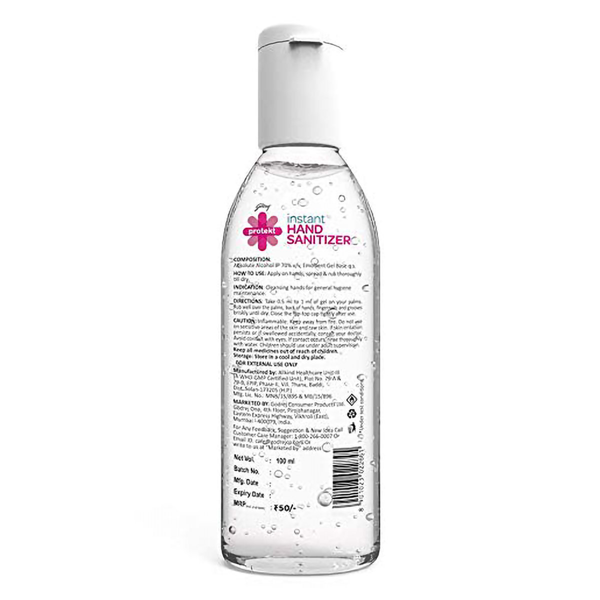 Godrej Protekt Instant Hand Sanitizer 100 ml | Kills 99.9% Germs | Alcohol Based Hand Sanitizer, Pack of 1 Godrej Protekt Instant Hand Sanitizer 100 ml | Kills 99.9% Germs | Alcohol Based Hand Sanitizer, Pack of 1