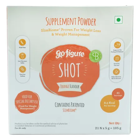 GoFigure Weight Management Shot Orange Flavour Powder, 105 gm (21x5 gm)