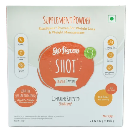 GoFigure Weight Management Shot Orange Flavour Powder, 105 gm (21x5 gm)