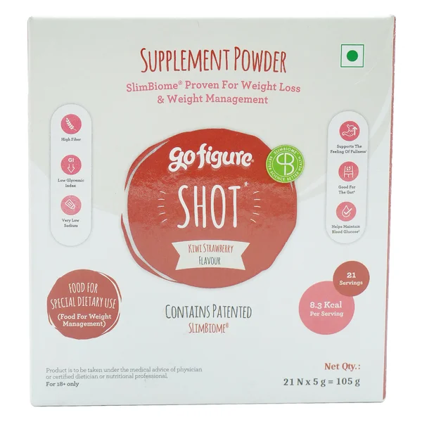 GoFigure Weight Management Shot Kiwi Strawberry Flavour Powder, 105 gm (21x5 gm), Pack of 1