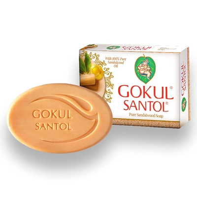 Gokul Santol Pure Sandalwood Soap 75 gm | 100% Pure Sandawood Oil | Nourishes, Hydrates &amp; Soothes Sensitive Skin, Pack of 1