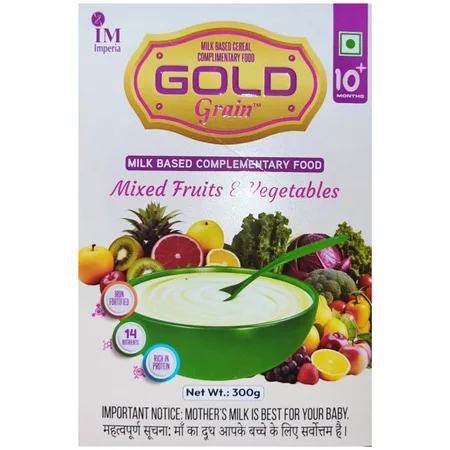 Gold Grain 10+ Months Mixed Fruits & Vegetables Baby Cereal, 300 gm Refill Pack