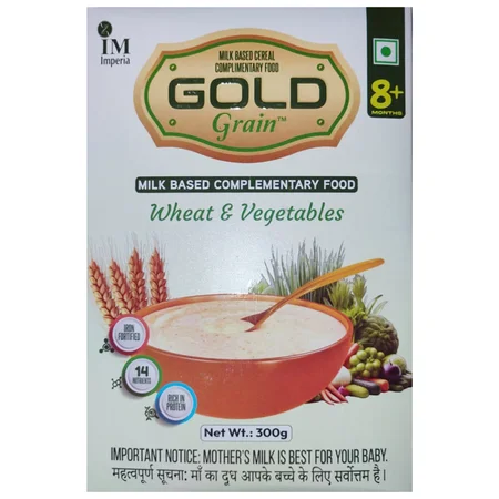 Gold Grain 8+ Months Wheat & Vegetables Baby Cereal, 300 gm Refill Pack
