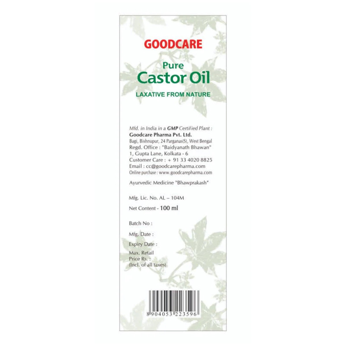 Baidyanath Goodcare Castor Oil, 100 ml, Pack of 1 Baidyanath Goodcare Castor Oil, 100 ml, Pack of 1