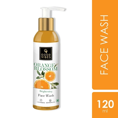 Good Vibes Orange Blossom Brightening Face Wash 120 ml | Cleanses Skin | Moisturises &amp; Nourishes Skin | Brightens Dull Skin | For All Skin Type, Pack of 1