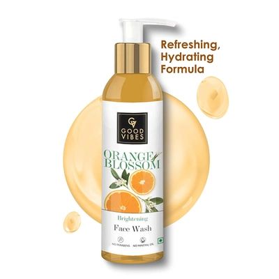 Good Vibes Orange Blossom Brightening Face Wash 120 ml | Cleanses Skin | Moisturises &amp; Nourishes Skin | Brightens Dull Skin | For All Skin Type, Pack of 1