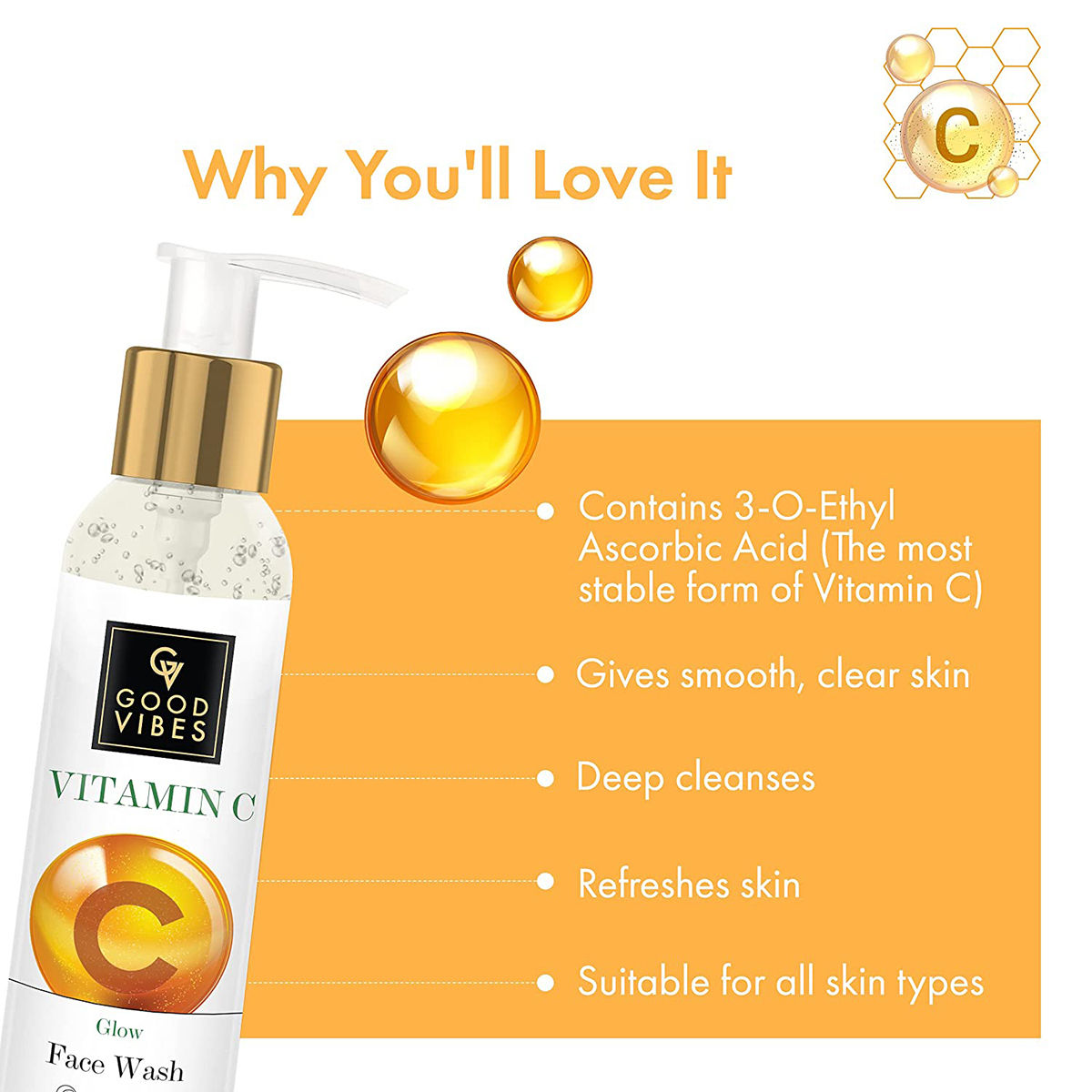 Good Vibes Glow Vitamin C Face Wash, 120 ml Price, Uses, Side Effects, Composition Apollo Pharmacy