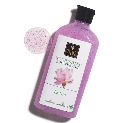 Good Vibes Lotus Nourishing Shower Gel 300 ml | Deep Cleansing | Soothes Irritation | Nourishes &amp; Evens Skin Tone | Makes Skin Healthy &amp; Glowing | For All Skin Type, Pack of 1