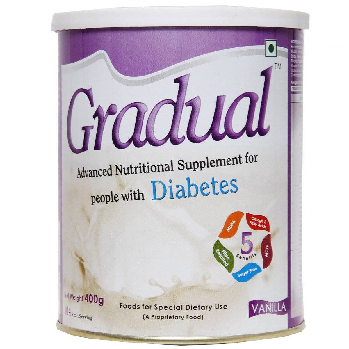 Gradual Diabetes Vanilla Powder 400 gm, Pack of 1 Gradual Diabetes Vanilla Powder 400 gm, Pack of 1