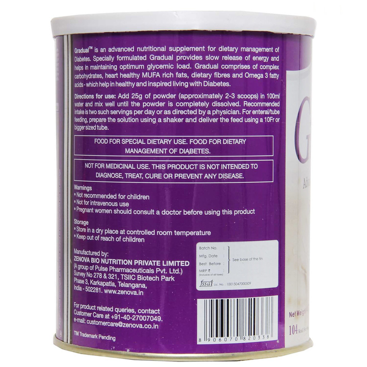 Gradual Diabetes Vanilla Powder 400 gm, Pack of 1 Gradual Diabetes Vanilla Powder 400 gm, Pack of 1