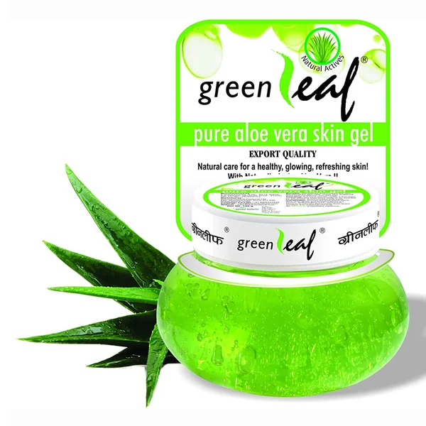 Green Leaf Pure Aloe Vera Skin Gel 120 gm | With Natural Aloe Vera | Heals &amp; Repairs Damaged Skin | Reduces Inflammation | For Skin Rashes, Itchy Skin, Minor Skin Eruptions &amp; Sun Damaged Skin, Pack of 1