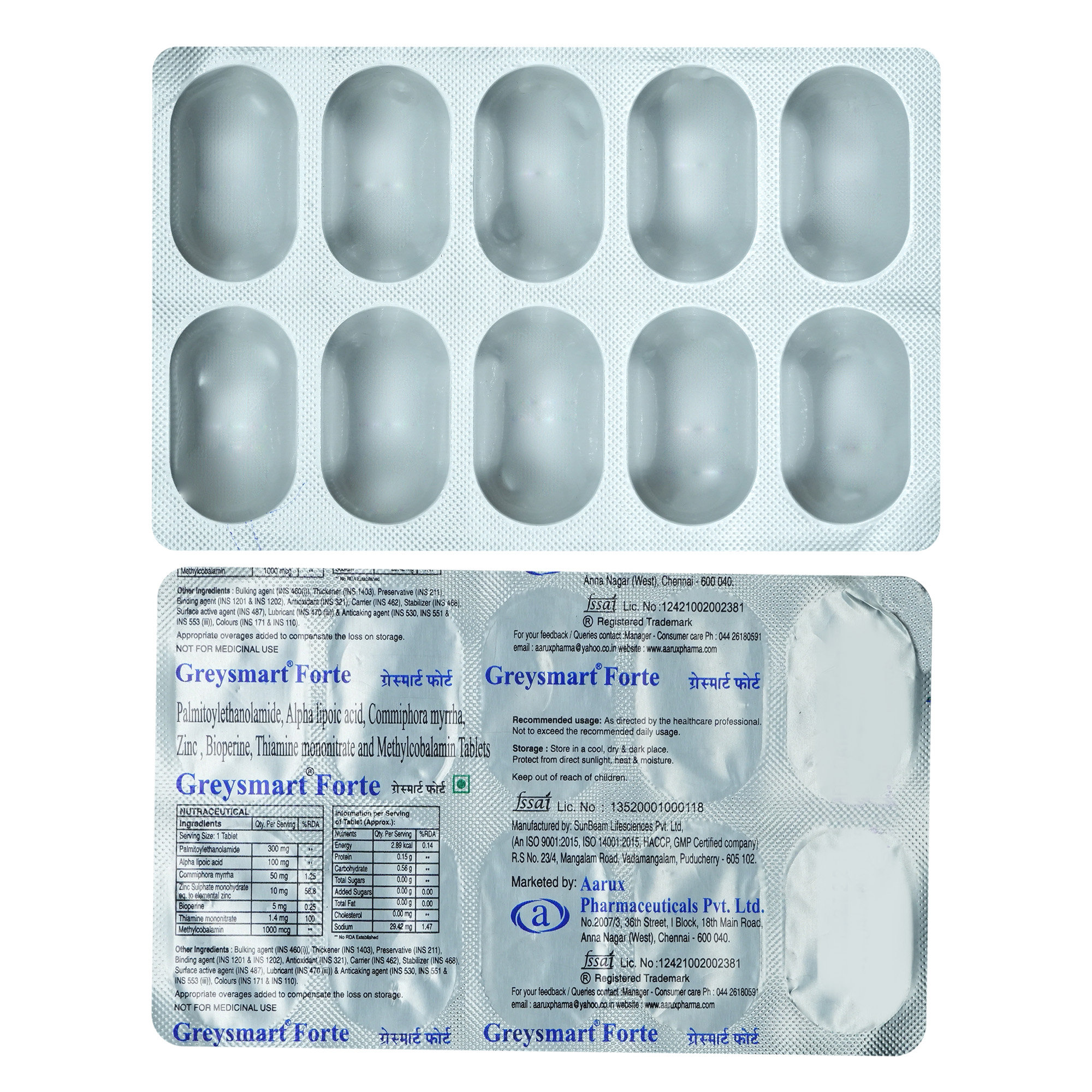 Grey Smart Forte Tablet 10's, Pack of 10 Grey Smart Forte Tablet 10's, Pack of 10