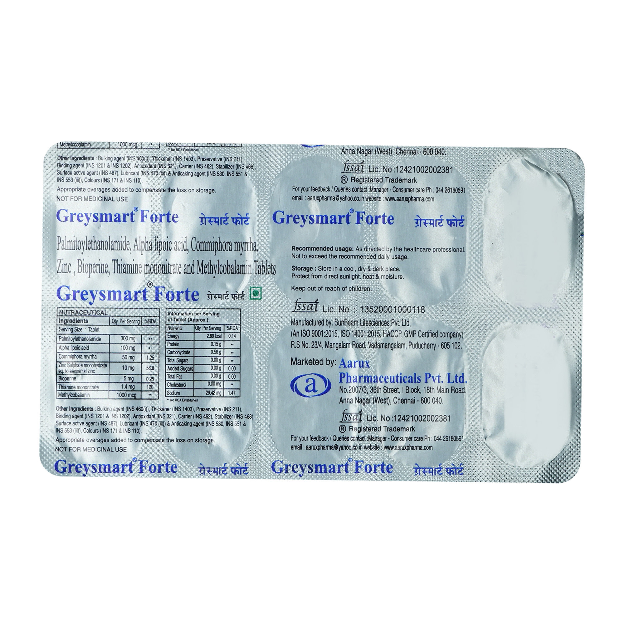 Grey Smart Forte Tablet 10's, Pack of 10 Grey Smart Forte Tablet 10's, Pack of 10