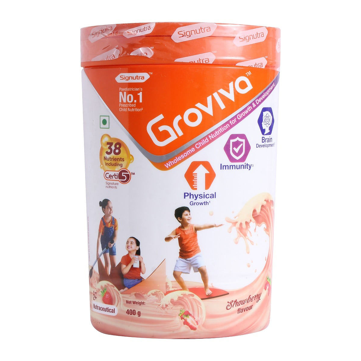 Buy Groviva Strawberry Powder 400 gm Online