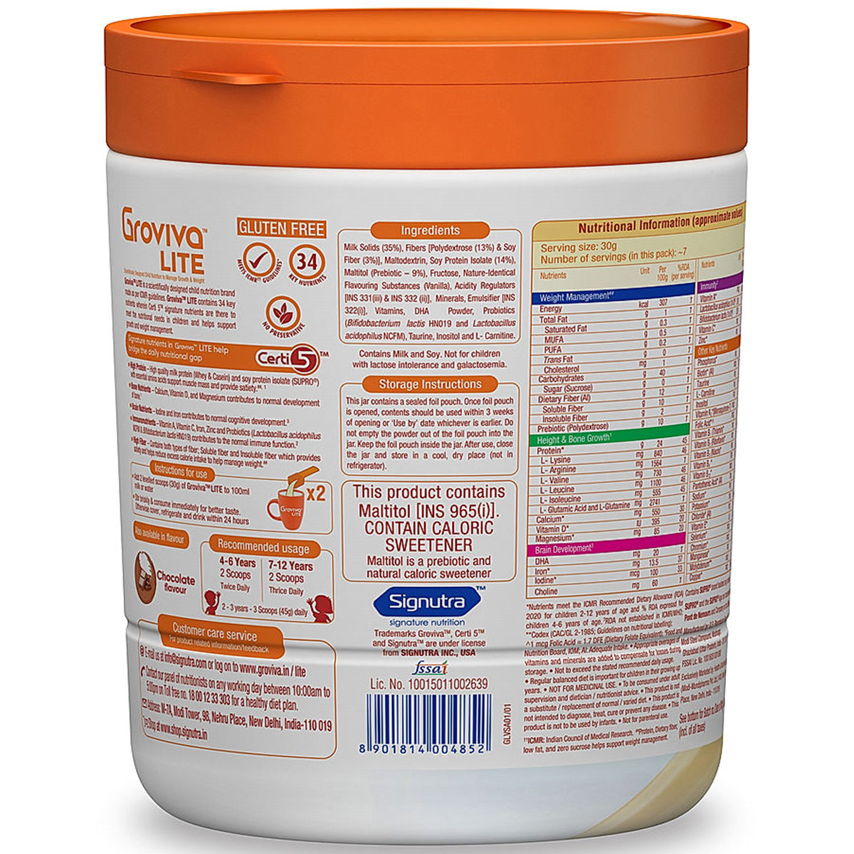 Groviva Lite Vanilla Flavour Powder 200 gm, Pack of 1 Groviva Lite Vanilla Flavour Powder 200 gm, Pack of 1