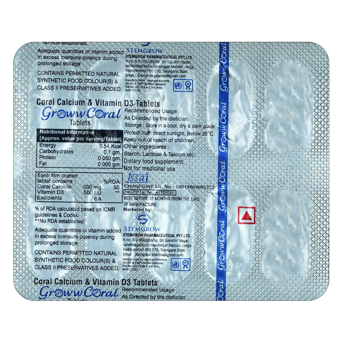 Groww Coral Tablet 10's, Pack of 10 Groww Coral Tablet 10's, Pack of 10