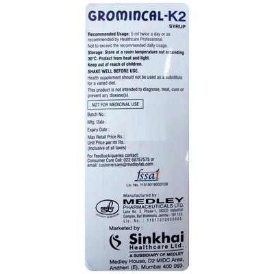 Gromincal-K2 Syrup 150 ml, Pack of 1 SYRUP