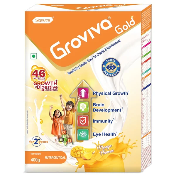 Groviva Gold Mango Flavour Powder 2+ Years, 400 gm Refill Pack