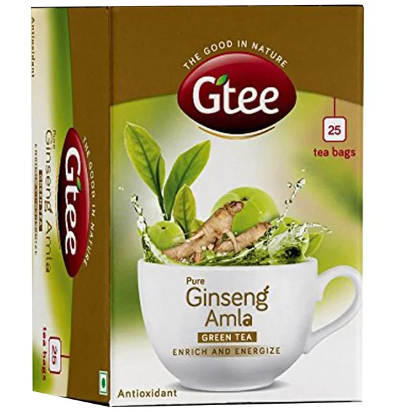 Gtee Pure Ginseng Amla Tea Bags, 25 Count
