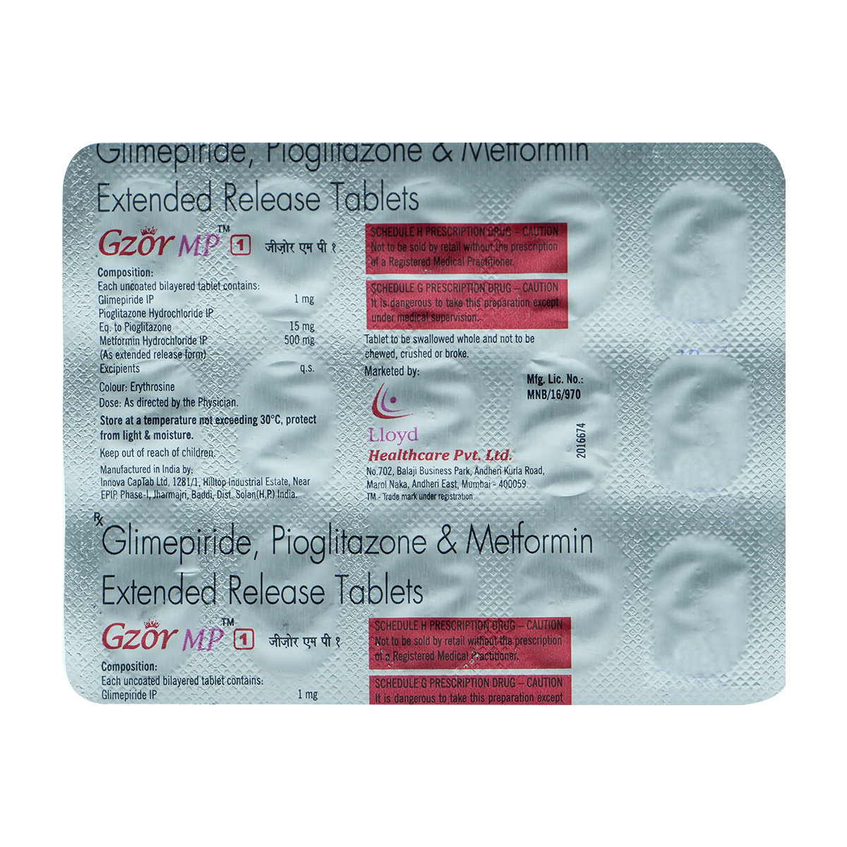 Gzor MP 1 Tablet 15's, Pack of 15 TABLETS Gzor MP 1 Tablet 15's, Pack of 15 TABLETS