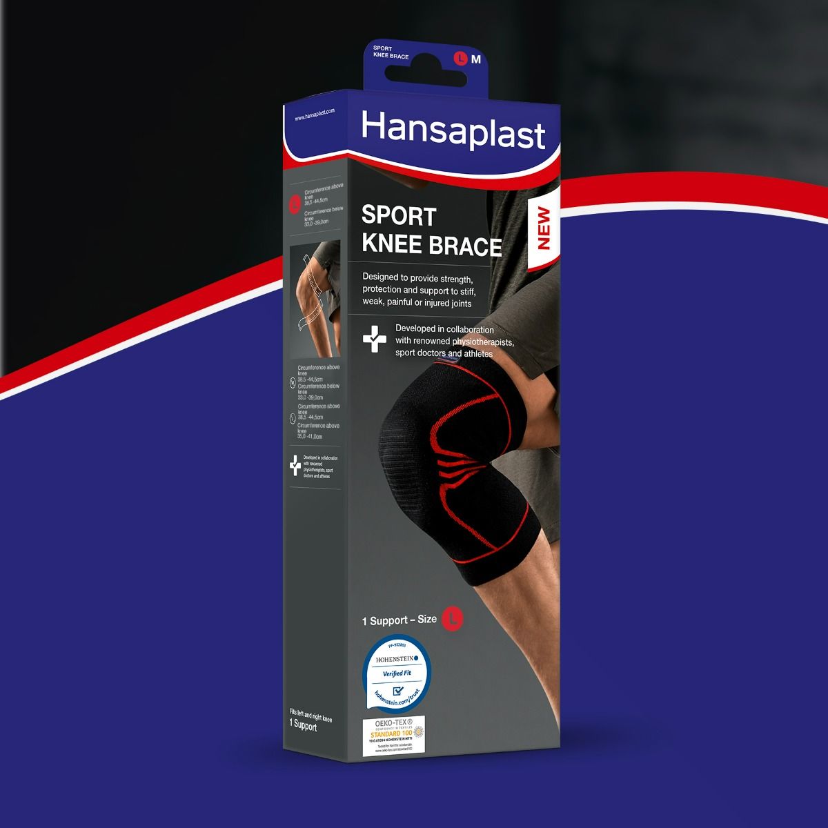 Hansaplast Sport Knee Brace Large, 1 Count, Pack of 1 