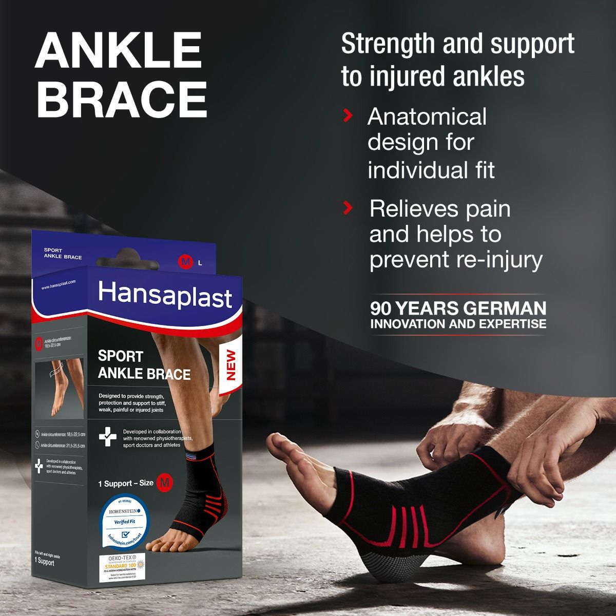 Hansaplast Sport Ankle Brace Medium, 1 Count, Pack of 1 