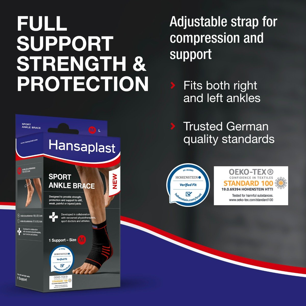 Hansaplast Sport Ankle Brace Medium, 1 Pair, Pack of 1 Hansaplast Sport Ankle Brace Medium, 1 Pair, Pack of 1