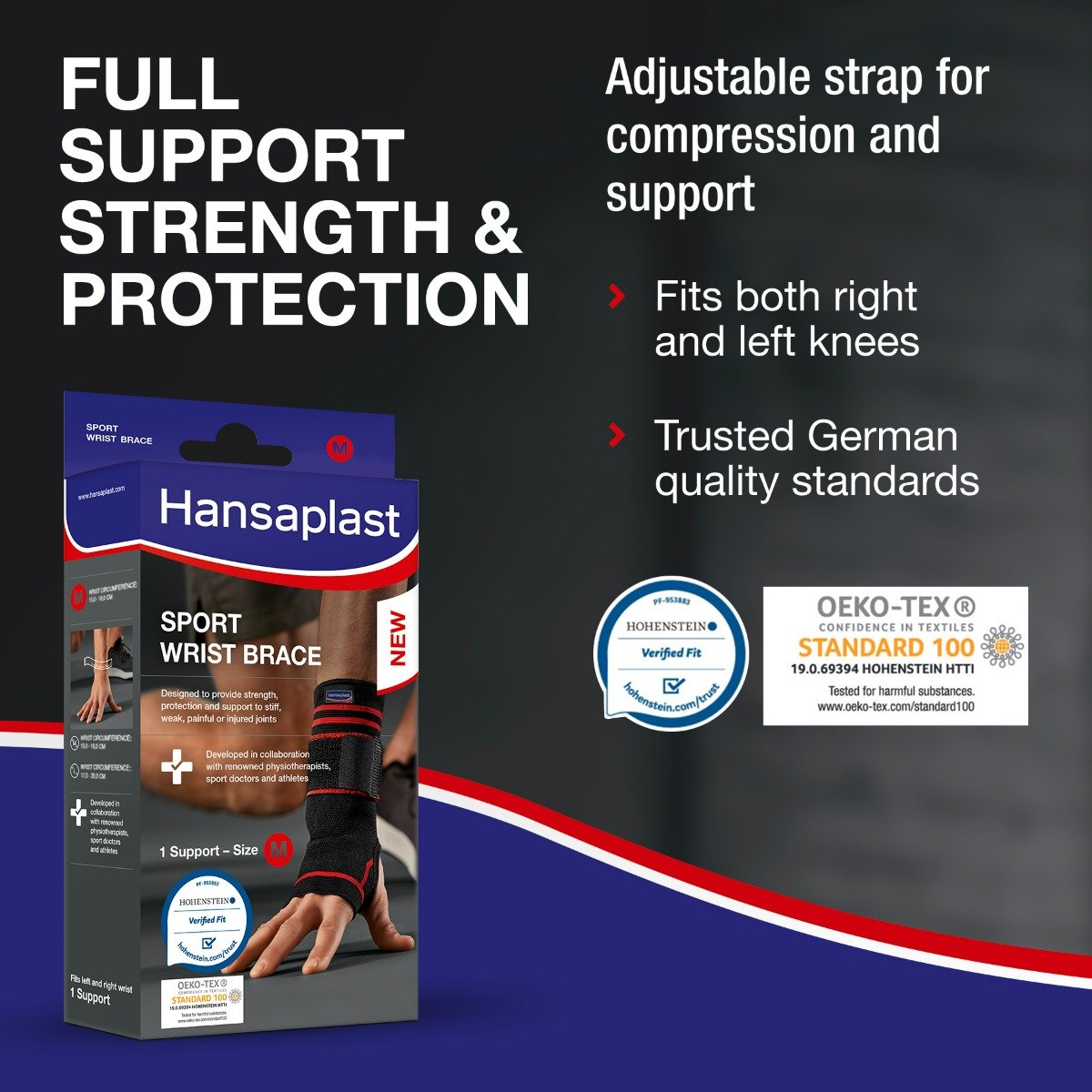 Hansaplast Sport Wrist Brace for Right/Left Wrists Medium, 1 Count, Pack of 1 Hansaplast Sport Wrist Brace for Right/Left Wrists Medium, 1 Count, Pack of 1