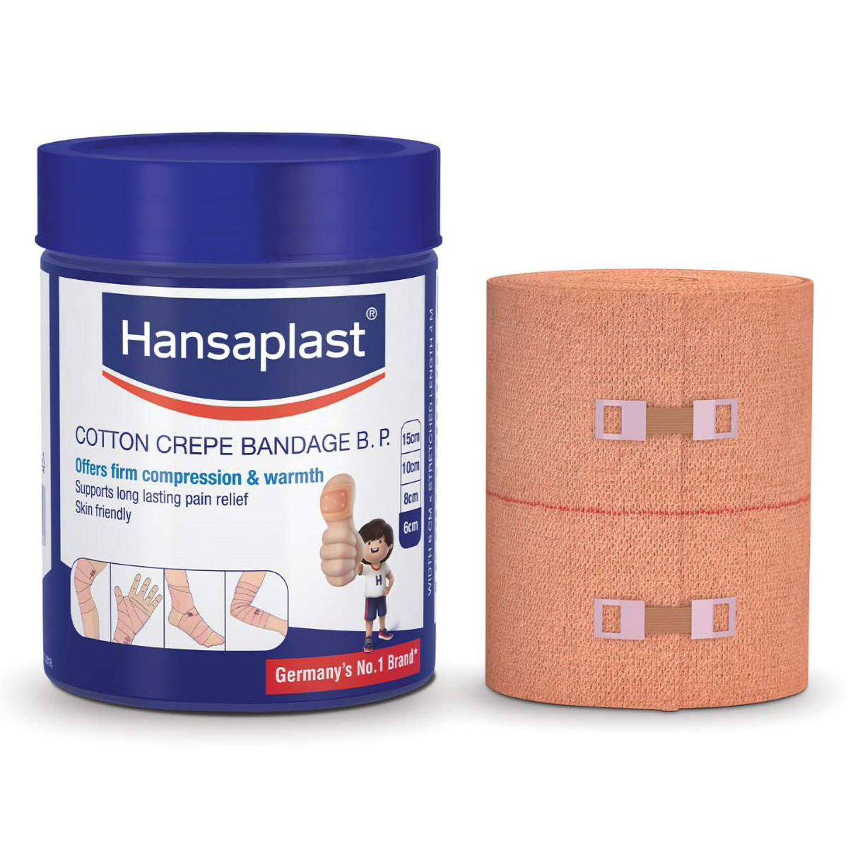 Hansaplast Cotton Crepe Bandage B.P. 6 cm x 4 m, 1 Count, Pack of 1 