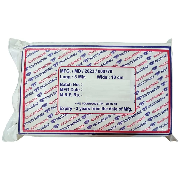 HANDLOOM ROLLED BANDAGE 10CMX3M (HINDUSTHAN)
