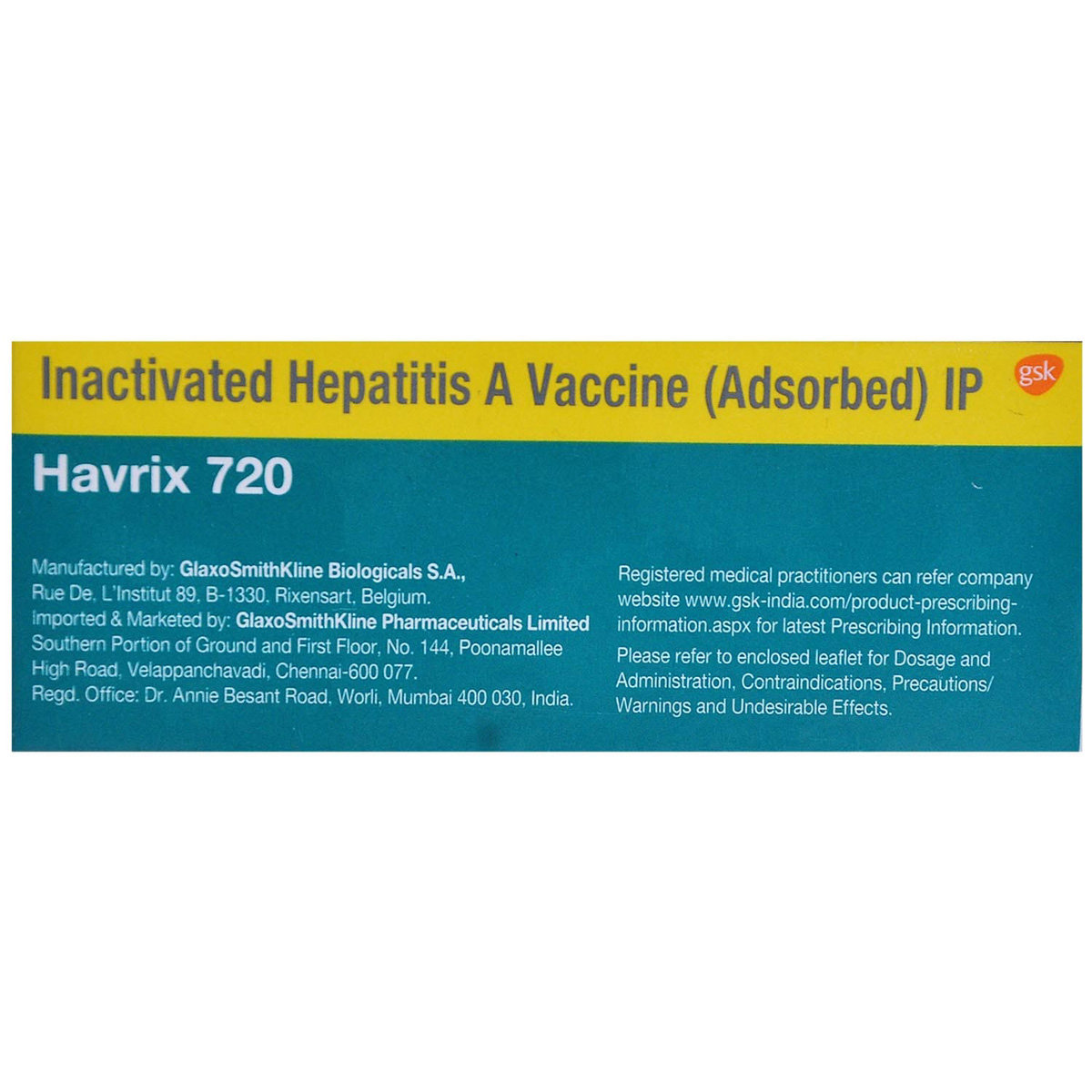 Havrix 720 Junior Monodose Vaccine 0.5 ml, Pack of 1 INJECTION Havrix 720 Junior Monodose Vaccine 0.5 ml, Pack of 1 INJECTION