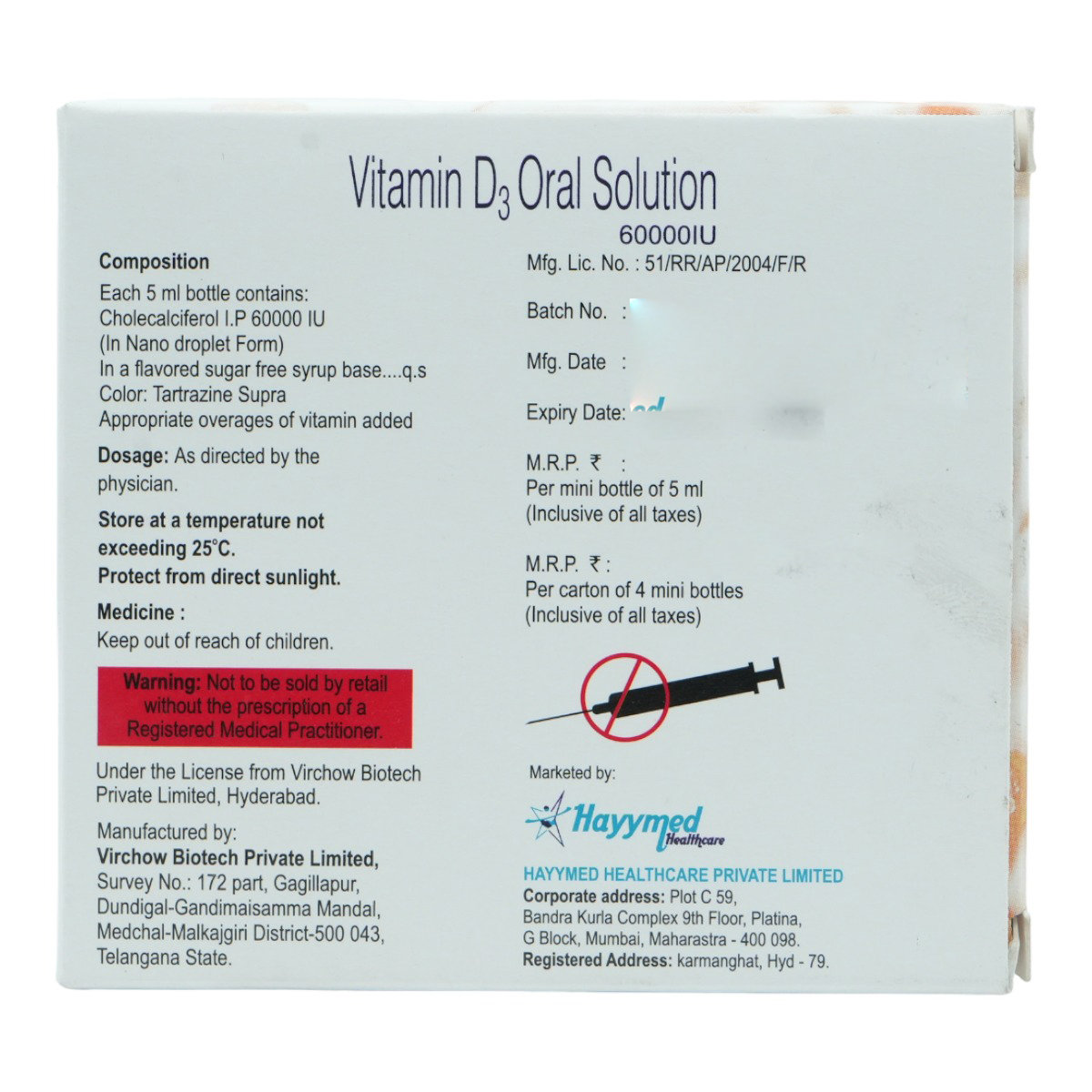 Hayshine-60K Sugar Free Solution 5 ml, Pack of 1 Hayshine-60K Sugar Free Solution 5 ml, Pack of 1