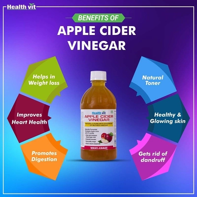 Healthvit Organic Apple Cider Vinegar, 500 ml, Pack of 1